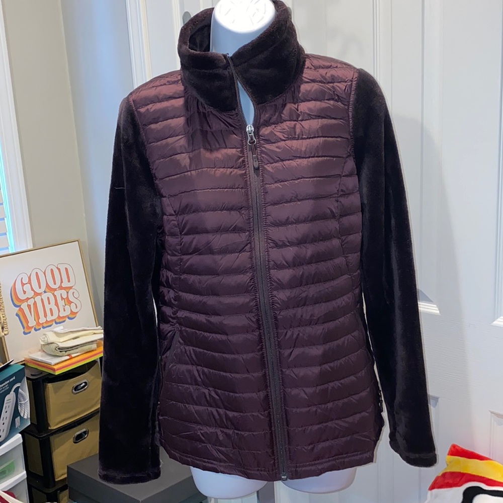 Women's 32 degree heat mixed media jacket, coat plush Long sleeved, sz S